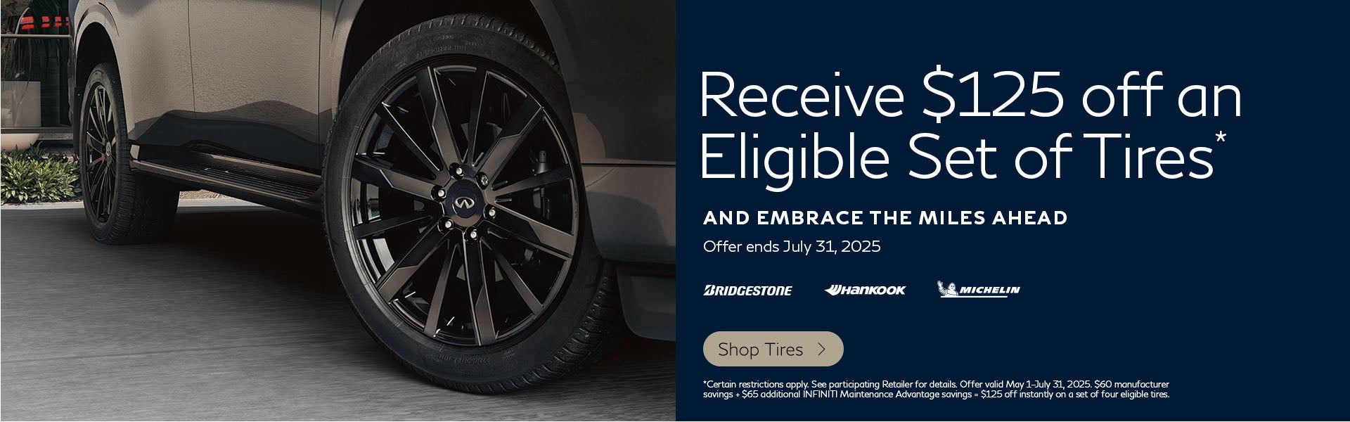 Receive $125 off an * Eligible Set of Tires'